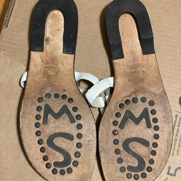 Stuart Weitzman White Leather Sandals USED - Picture 2 of 7